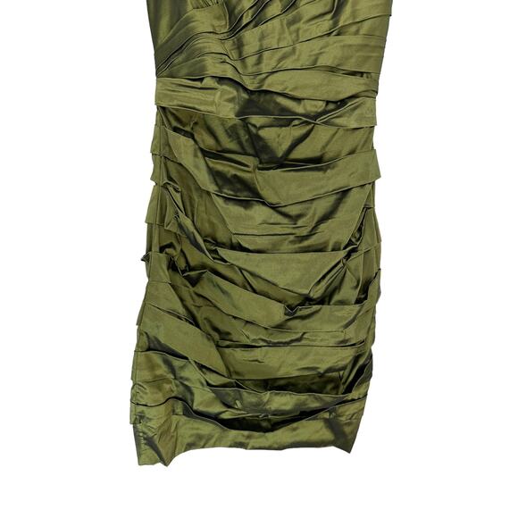 Theia Dress Green Cutout Ruched Party Cocktail Hour Night Out V-Neck Size 6 - Picture 4 of 13